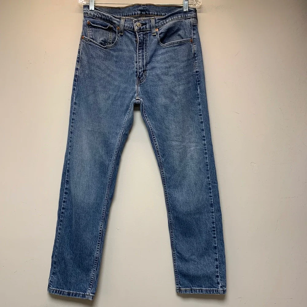 Levi's 505 Regular Fit Jeans Mens 34x30 Blue Excellent Straight Leg Stretch